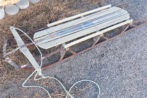 Pair Of Vintage Wood And Metal Runner Sleds Ebth