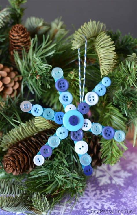 Craft Stick And Buttons Snowflake Christmas Ornament Easy Peasy And Fun