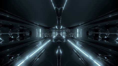 Futuristic Sci Fi Tunnel Corridor Building With Nice Reflection 3d