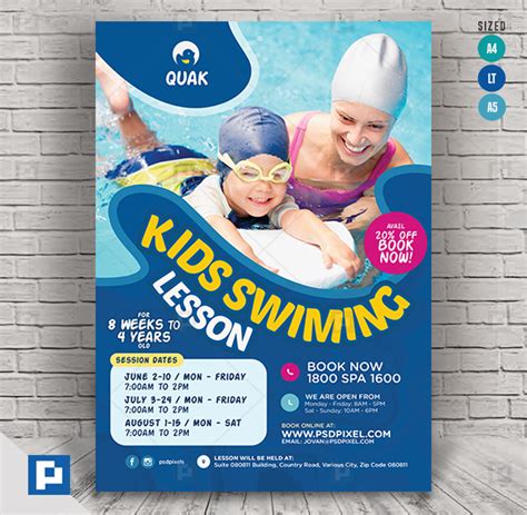 Child Swimming Class Flyer Psdpixel Swimming Classes Swim Lessons