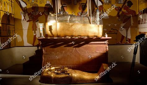 Replica Tutankhamuns Burial Chamber Model Annubis Editorial Stock Photo