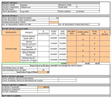 Status Report Template Writing Word Excel Format