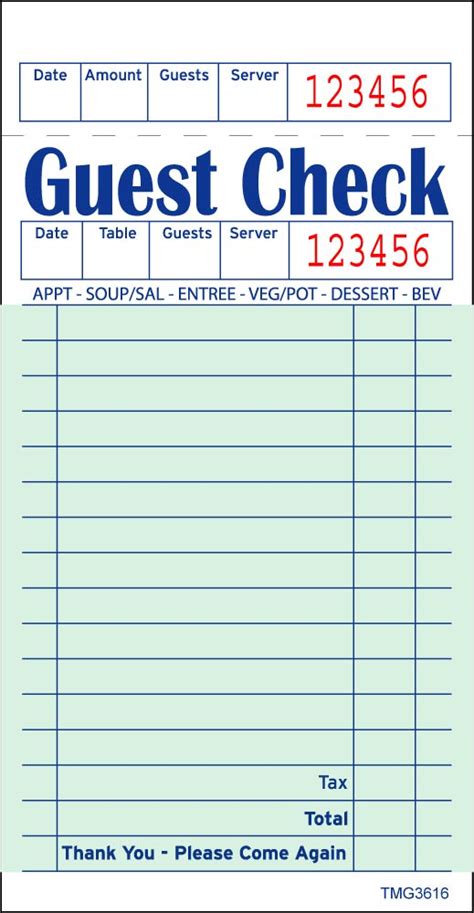 6 Best Images Of Printable Guest Checks For Restaurants Printable