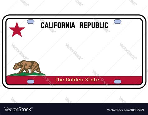California License Plate Royalty Free Vector Image