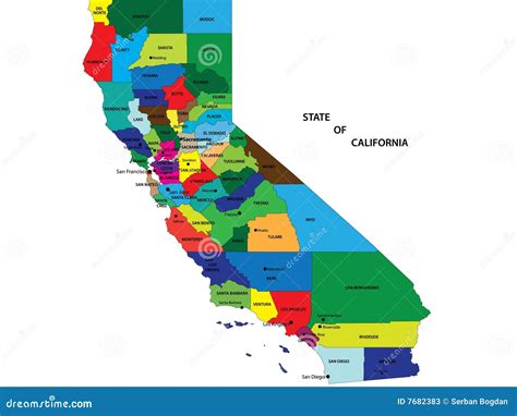 State Of California Map Stock Vector Illustration Of County 7682383