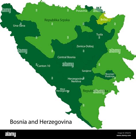 Green Bosnia And Herzegovina Map Stock Photo Alamy