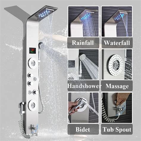 Buy AlenArt Stainless Steel LED Shower Panel Tower System LED Rainfall