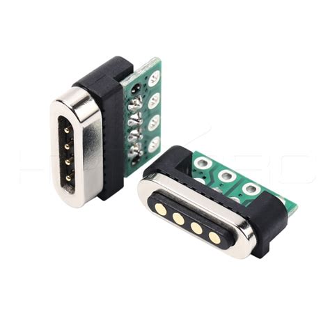 Reverse 4 Pin Male And Female Magnetic Connector With Pcb