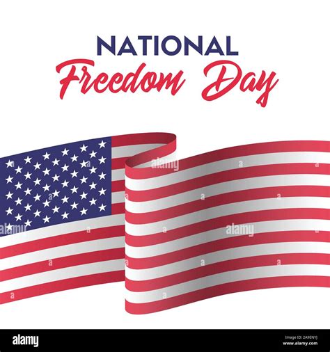 Usa National Freedom Day Card With American Flag Stock Vector Image