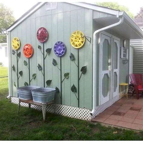 Garden Shed Wall Flowers Diy Yard Yard Art Crafts Yard Art