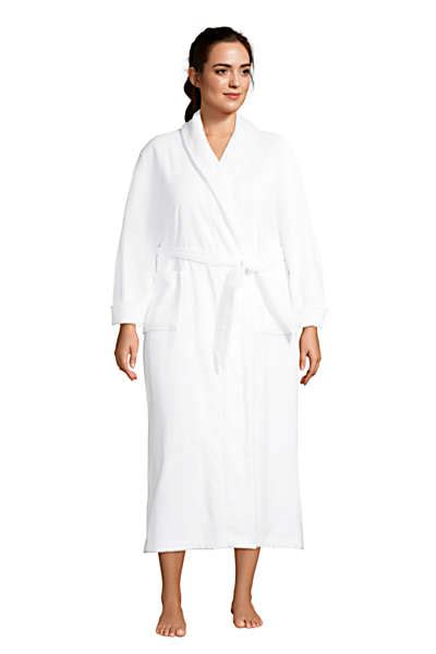 Lands End Womens Plus Size Cotton Terry Long Spa Bath Robe