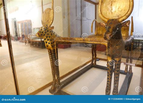 Golden Bed Of Taut Ankh Amon Treasure Egyptian Museum Editorial Image