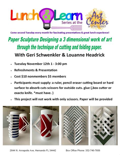 Paper Sculpture Designing A 3 Dimensional Work Of Art Tuesday Nov 12