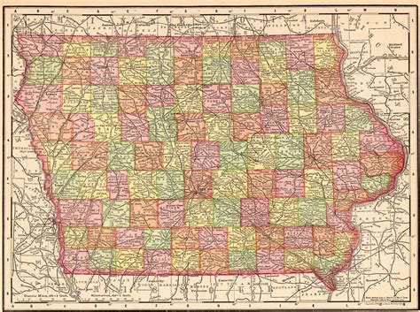 1914 Antique Iowa State Map Original Vintage Map Of Iowa Wall Etsy