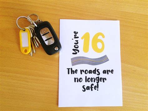 Printable 16th Birthday Card Funny 16th Birthday Card The Roads Are