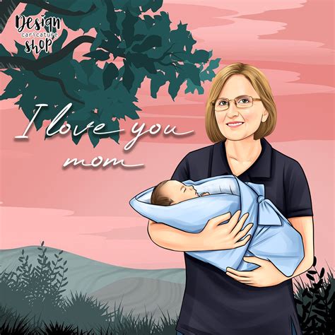 Mothers Day Caricature Digital Portraitper Person Etsy