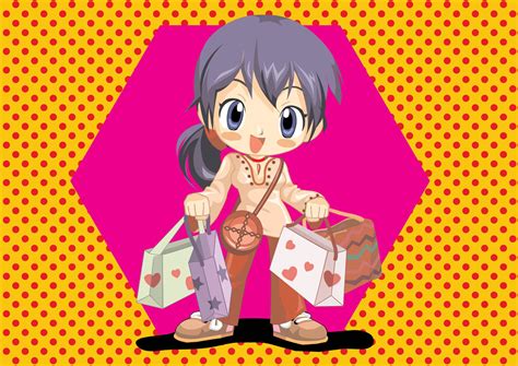 Anime Shopping Girl Vector Vector Art And Graphics