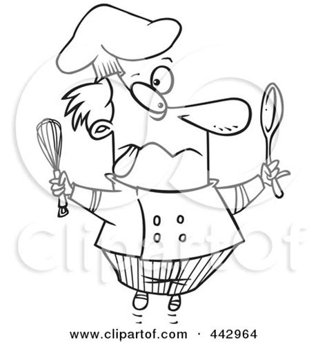 Vector illustration of cartoon funny chef with a moustache holding a silver platter. Royalty-Free (RF) Clip Art Illustration of a Cartoon Black ...
