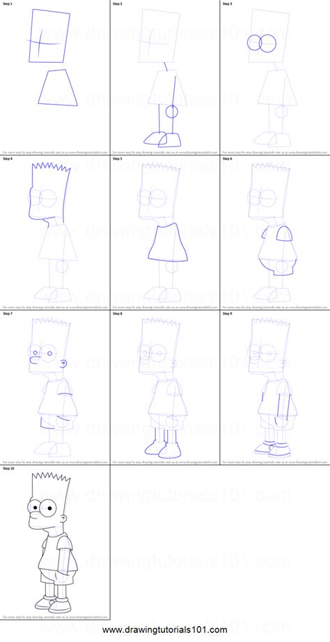 How To Draw Bart Simpson From The Simpsons Printable Step By Step