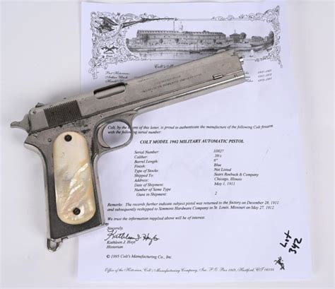 Sold Price Period Nickel Colt Model 1902 Military Long Slide June 5