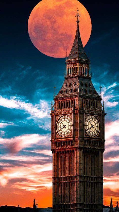 Clock Tower Blood Moon Iphone Wallpaper Free Getintopik In 2020