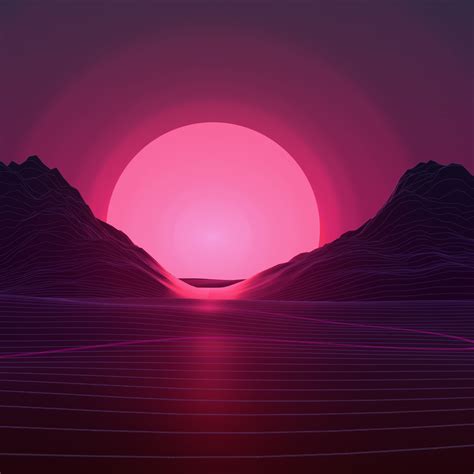 2932x2932 Resolution Neon Sunset Ipad Pro Retina Display Wallpaper