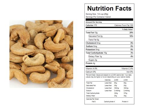 Nutritional Value Of Roasted Cashew Nuts Nutrition Ftempo