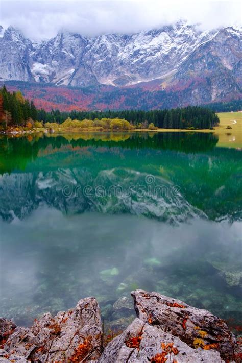 Beautiful Lago Di Fusine Mountain Lake In Autumn And