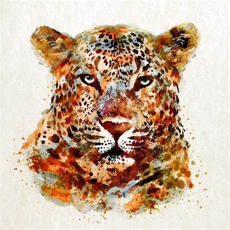 Leopard Head Watercolor Painting By Marian Voicu