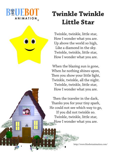 Twinkle Twinkle Little Star Nursery Rhyme Lyrics Free Printable Nursery