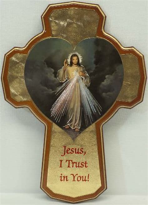 Divine Mercy Cross Gold With Honey Colored Border Prayer 8 12
