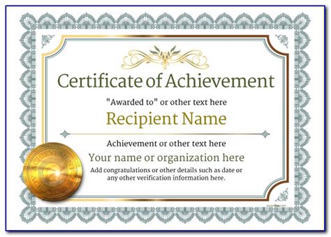 Certificate Of Achievement Award Template