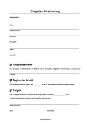 Für fristgerechten alg 2 antrag kein formblatt notwendig. Arbeitsvertrag für Ehegatten (PDF) | Vorlage, Muster zum ...