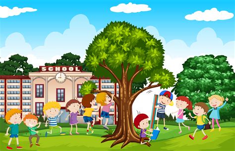 Students Playing In The School Yard Download Free Vectors Clipart