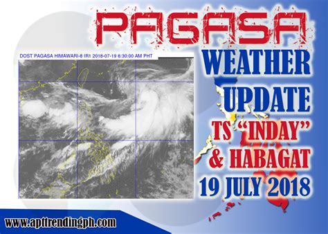 A low pressure area (lpa) was estimated at 705 km east of davao city. PAGASA Weather Forecast for TS "INDAY" 19 July 2018. - PH ...