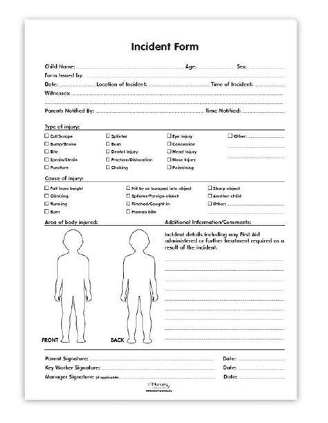 Incident Report Form Medical And Incident Pads Starting A Daycare