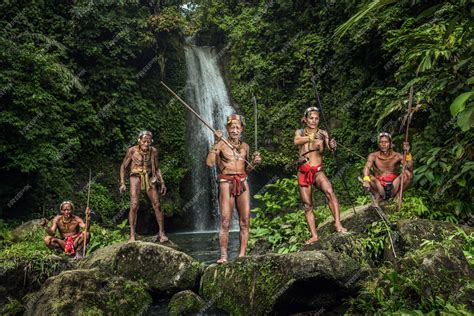premium photo warrior of mentawai the indigenous inhabitants ethnic of the islands in muara