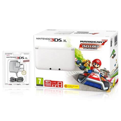 Nintendo 3ds Xl White With Mario Kart 7 Preinstalled Limited Edition