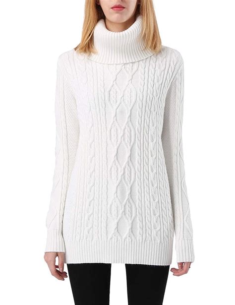 Prettyguide Women S Long Sweater Turtleneck Cable Knit Tunic Sweater