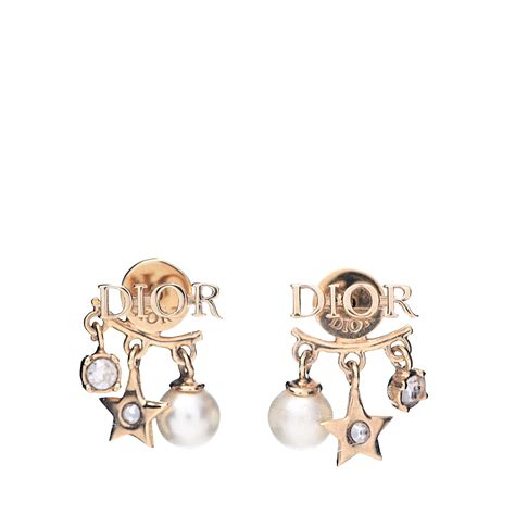 Christian Dior Pearl Crystal Diorevolution Earrings Aged Gold 507435