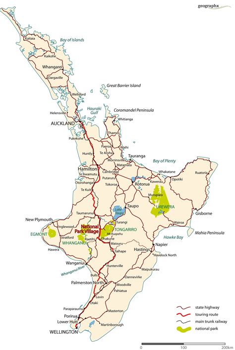 Large detailed north island new zealand ma. North Island Road Map - North Island New Zealand • mappery ...