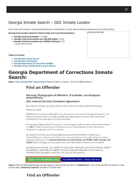 Georgia Inmate Search Department Of Corrections Lookup Pdf Georgia