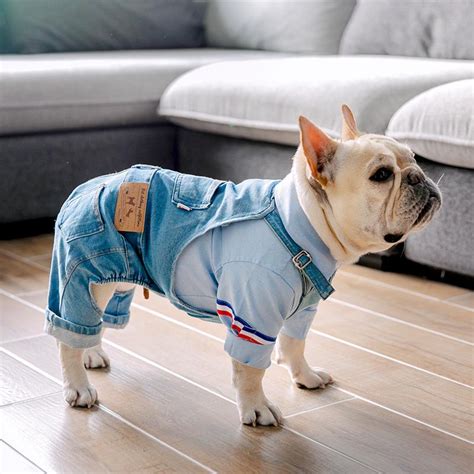 2020 French Bulldog Clothes For Dog Clothes Denim Dog Jumpsuit Pet