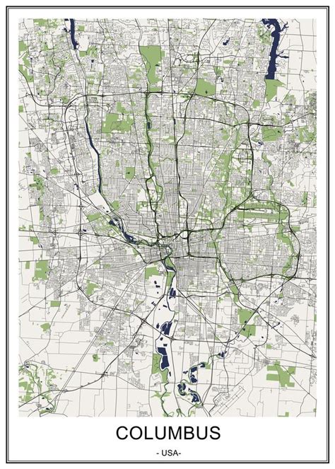 Map Of The City Of Columbus Ohio Usa Stock Illustration
