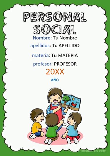 Caratula Y Portada De Personal Social En Word Caratulas Para Cuadernos