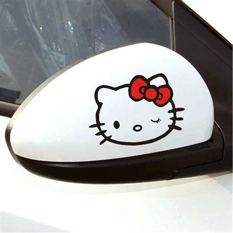 car sticker and decals 2pcs lot lovely hello kitty car rearview mirror sticker accessories
