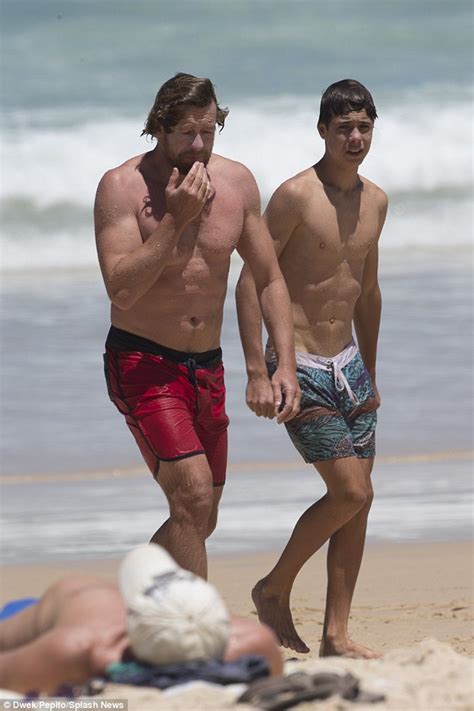 Simon Baker Heads To Bondi Beach With His Son Claude Simon Baker