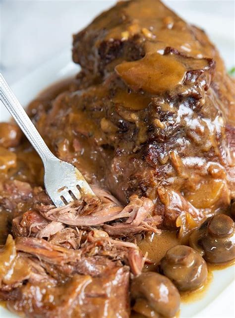 I used coarse celtic sea salt heat 1/2 stick of butter and 1tbsp coconut oil in an iron skillet on the stovetop as. Creamy Mushroom Beef Chuck Roast Recipe | The Kitchen ...