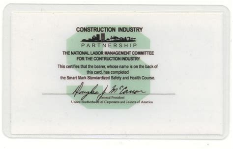 Department of labor (dol) issues to students who complete a course in the osha outreach training program. Carpentry By Jerry: OSHA 10 Card