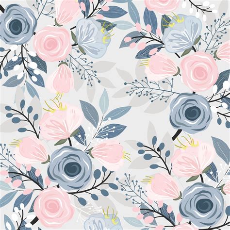 Pink And Blue Floral With Leaf Pattern 2497343 Vector Art At Vecteezy